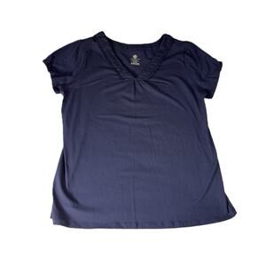 Covington Sport Sears Knit Top MIsses XL Gathered Hem V-Neck "Beyond Navy" NEW